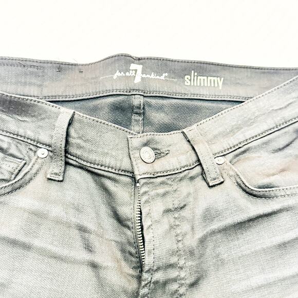 7 For All Mankind Men's Slimmy Stretch Black Denim Jeans Size 32 - Picture 4 of 8